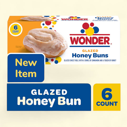 Wonder Glazed Honey Buns, Standard Size, 6 ct
