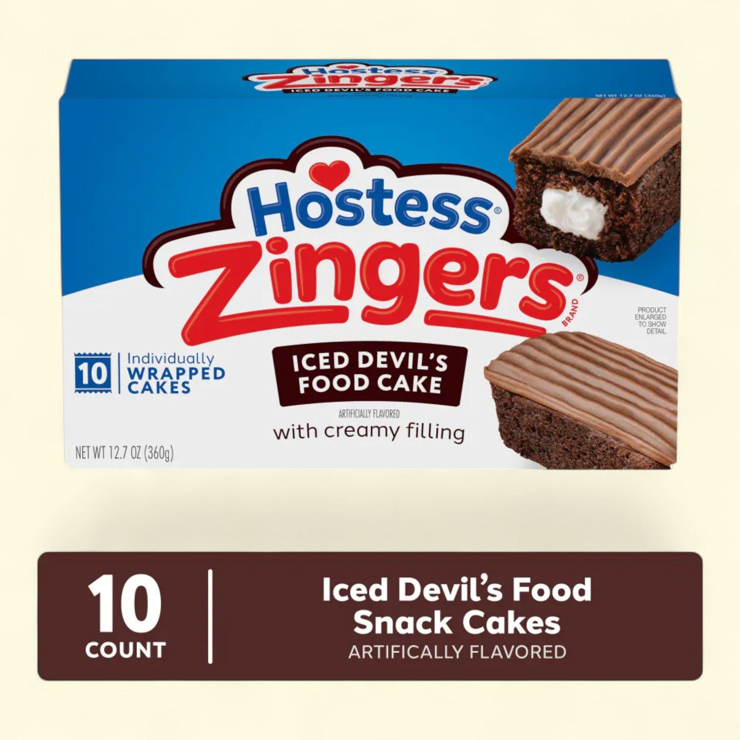 Hostess Zingers Snack Cakes, Iced Devil's Food Cake, 10 count