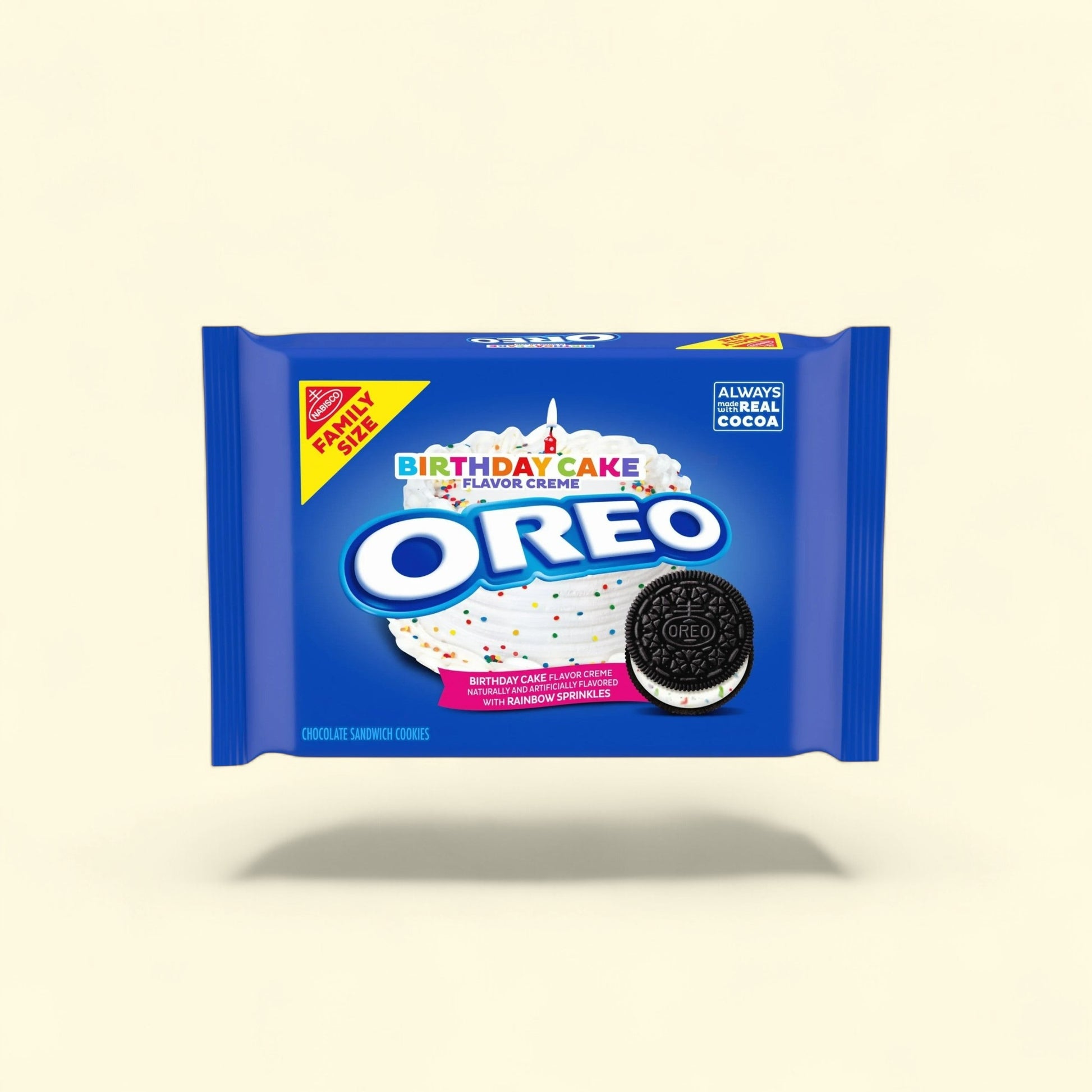 OREO Birthday Cake Creme Chocolate Sandwich Cookies, Family Size, 1... — authentic US product shipped worldwide by Treatspree