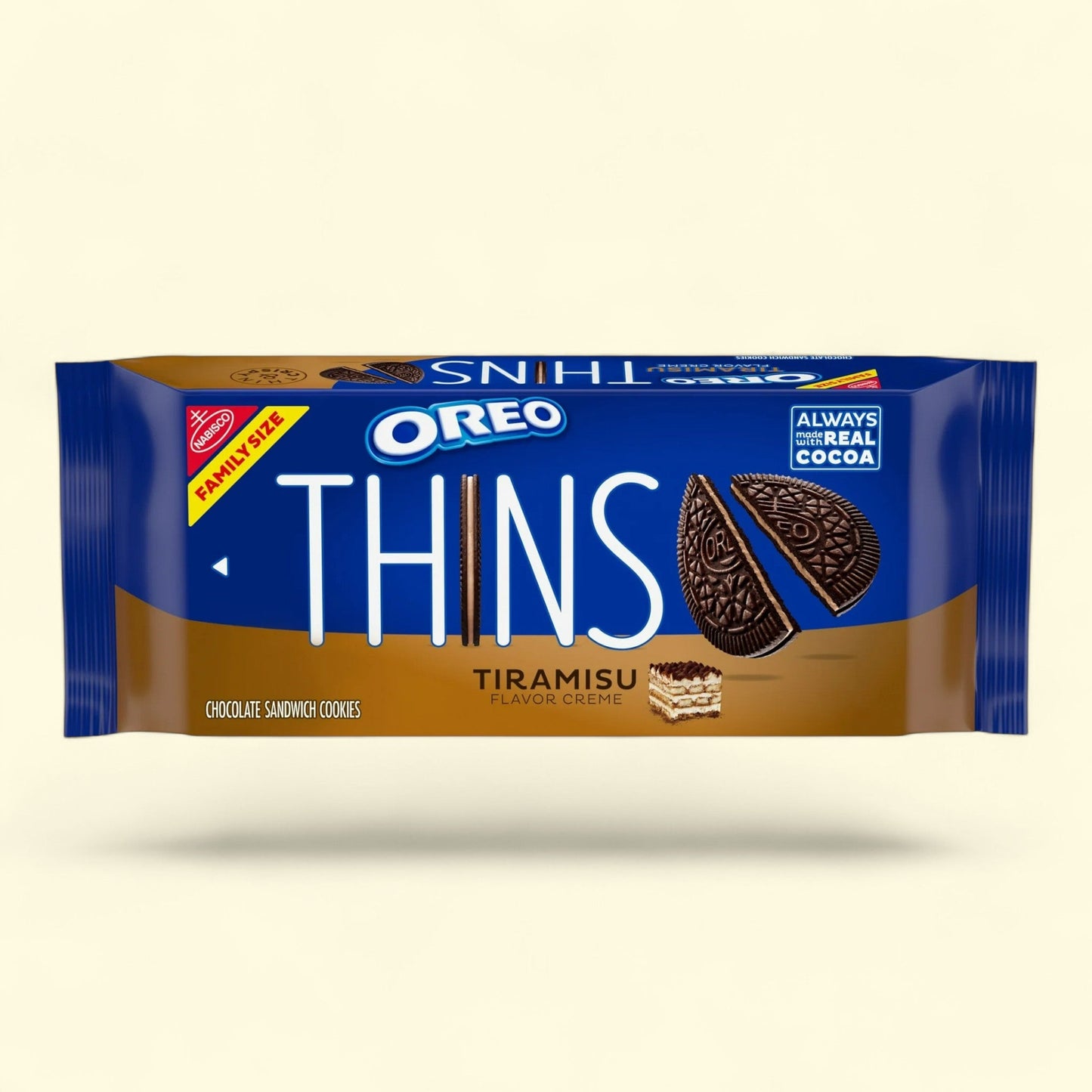 OREO Thins Tiramisu Creme Chocolate Sandwich Cookies, Family Size, 11.78 oz