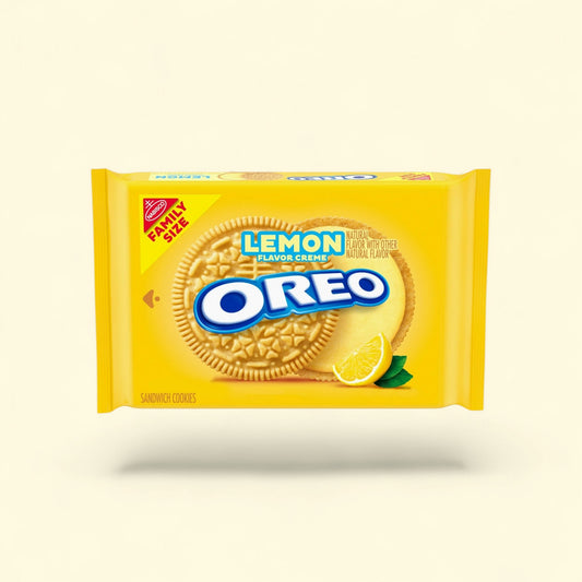 OREO Lemon Creme Sandwich Cookies, Family Size, 18.71 oz — authentic US product shipped worldwide by Treatspree