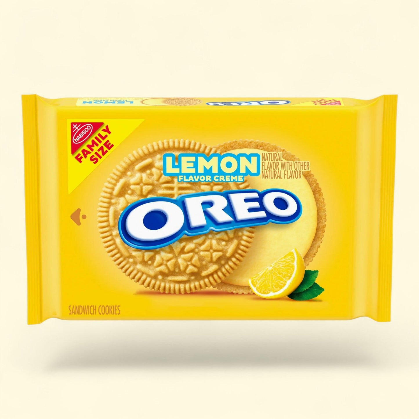 OREO Lemon Creme Sandwich Cookies, Family Size, 18.71 oz