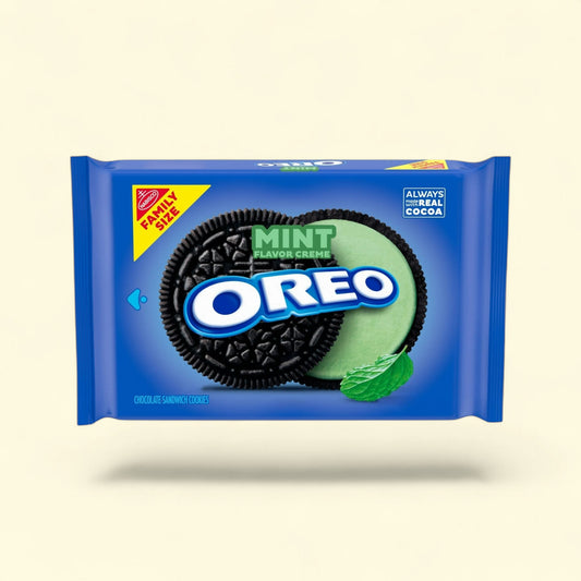 OREO Mint Creme Chocolate Sandwich Cookies, Family Size, 18.71 oz — authentic US product shipped worldwide by Treatspree
