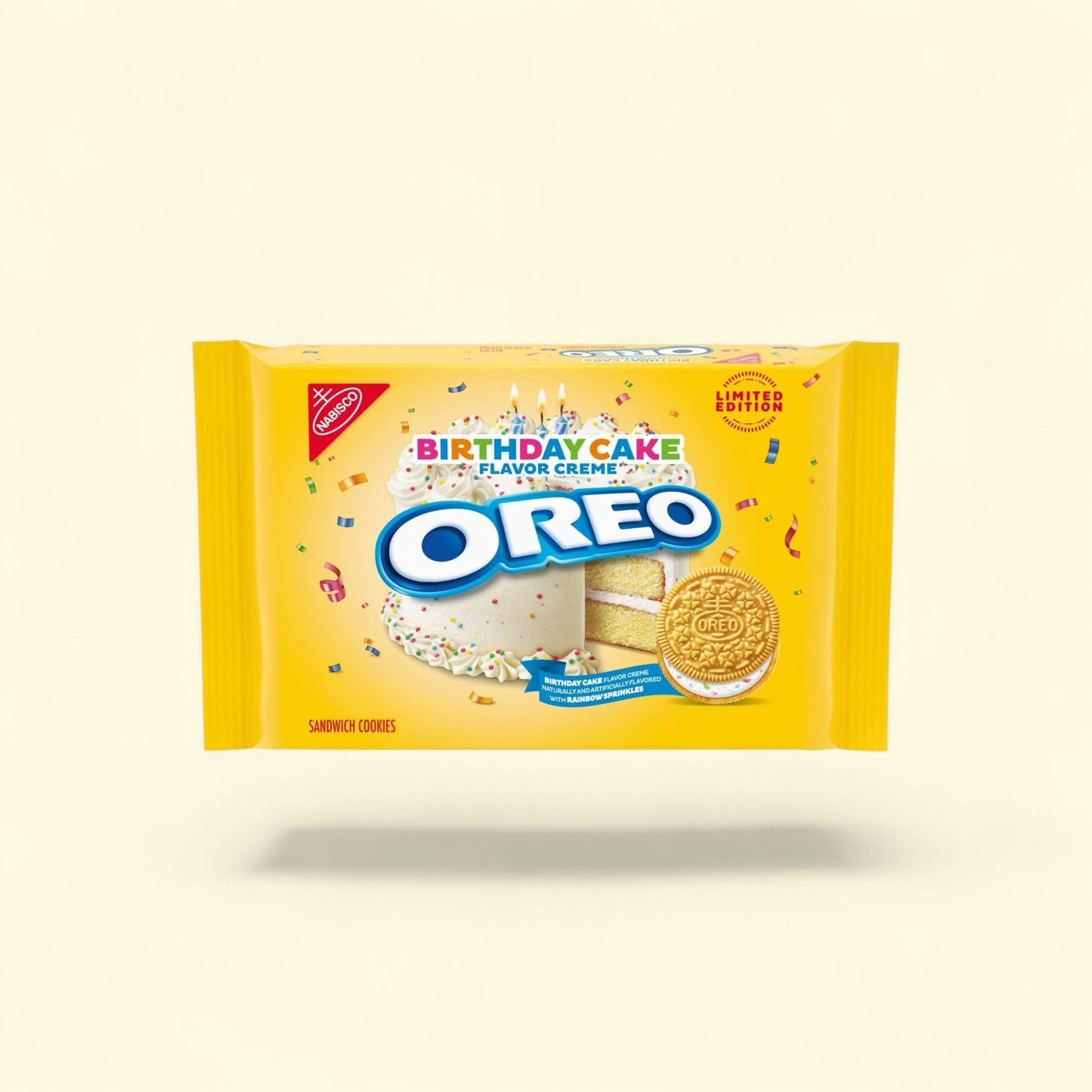OREO Golden Birthday Cake Creme Sandwich Cookies, 10.68 oz — authentic US product shipped worldwide by Treatspree