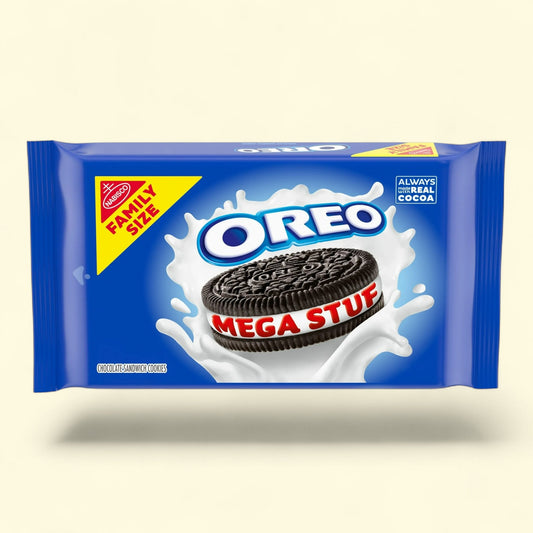 OREO Mega Stuf Chocolate Sandwich Cookies, Family Size, 17.6 oz