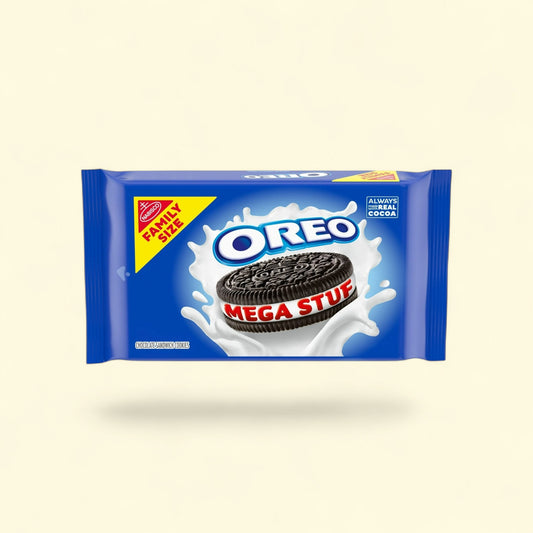 OREO Mega Stuf Chocolate Sandwich Cookies, Family Size, 17.6 oz — authentic US product shipped worldwide by Treatspree