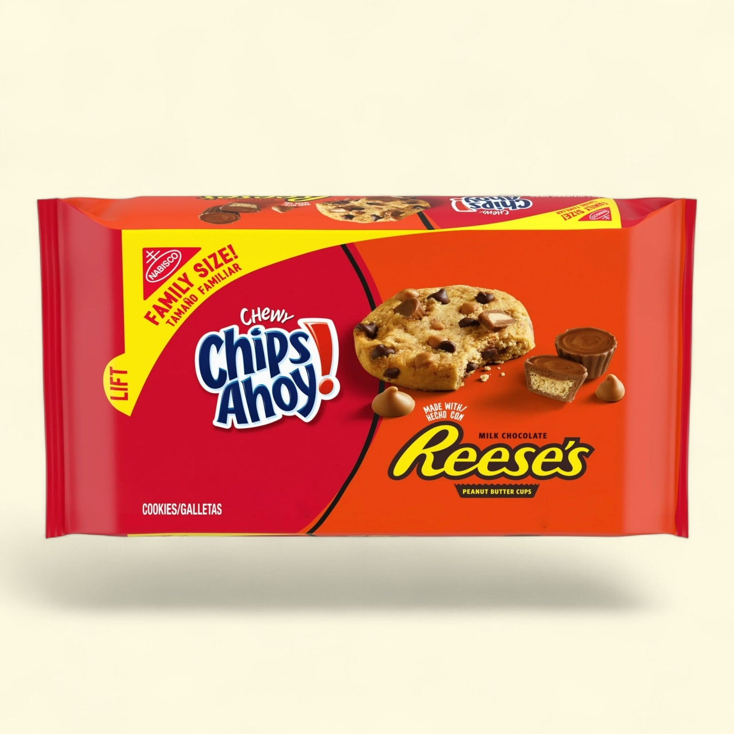 CHIPS AHOY! Chewy Chocolate Chip Cookies with Reese's Peanut Butter Cups, Family Size, 14.25 oz