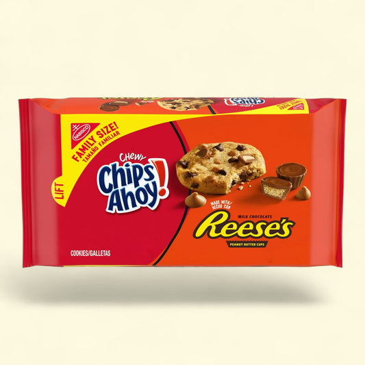 CHIPS AHOY! Chewy Chocolate Chip Cookies with Reese's Peanut Butter Cups, Family Size, 14.25 oz