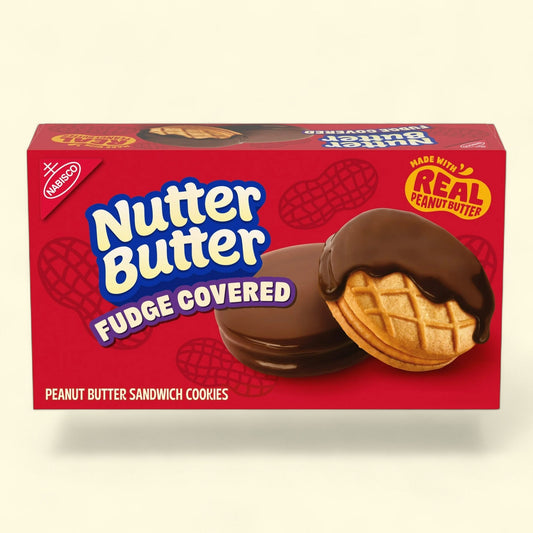 NUTTER BUTTER Fudge Covered Peanut Butter Sandwich Cookies, 7.9 oz