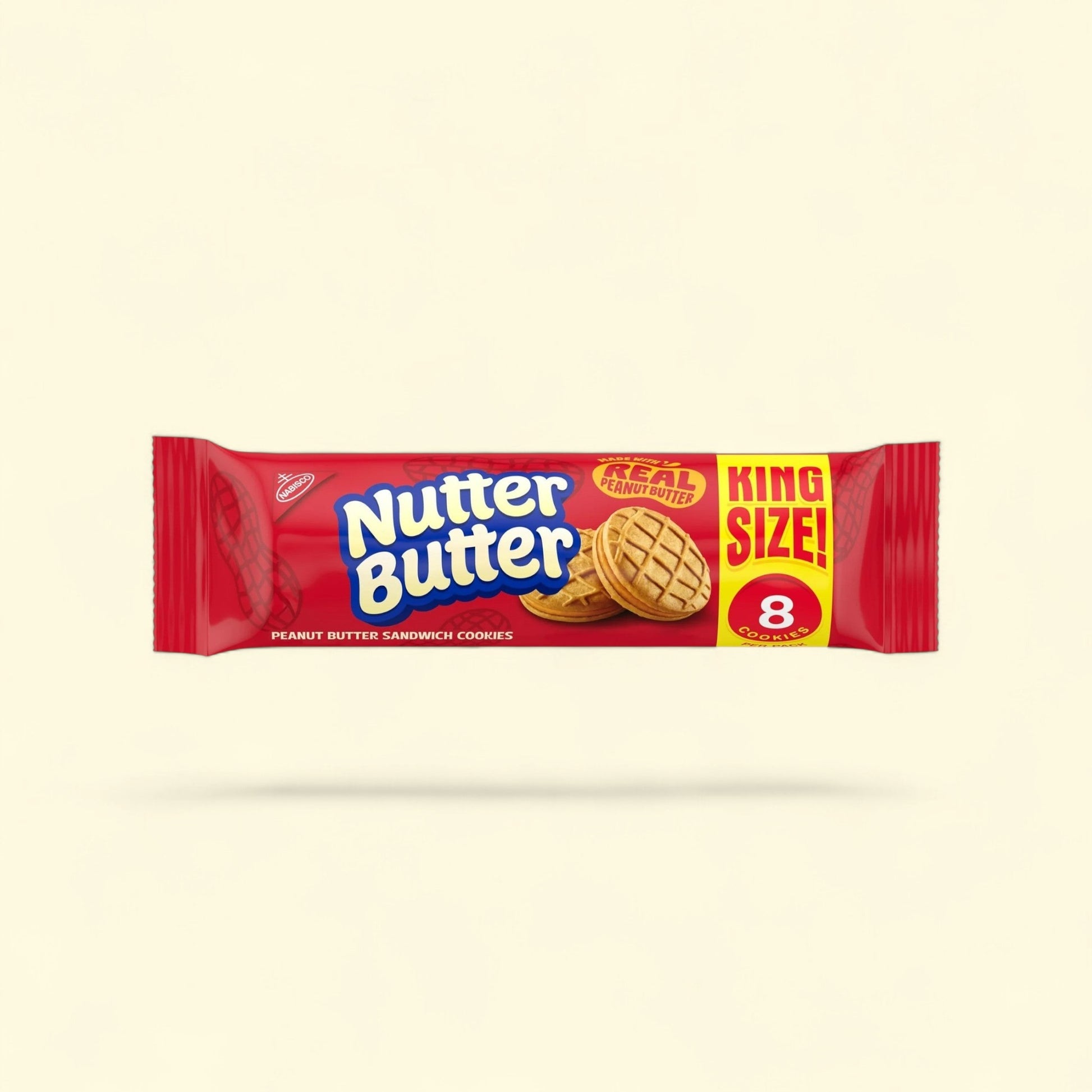 NUTTER BUTTER Peanut Butter Sandwich Cookies, King Size, 3.5 oz — authentic US product shipped worldwide by Treatspree