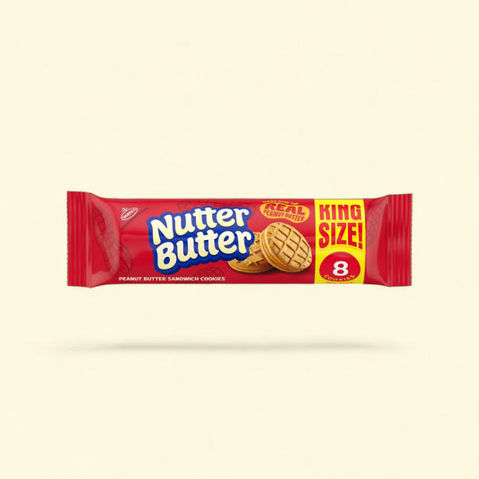 NUTTER BUTTER Peanut Butter Sandwich Cookies, King Size, 3.5 oz — authentic US product shipped worldwide by Treatspree