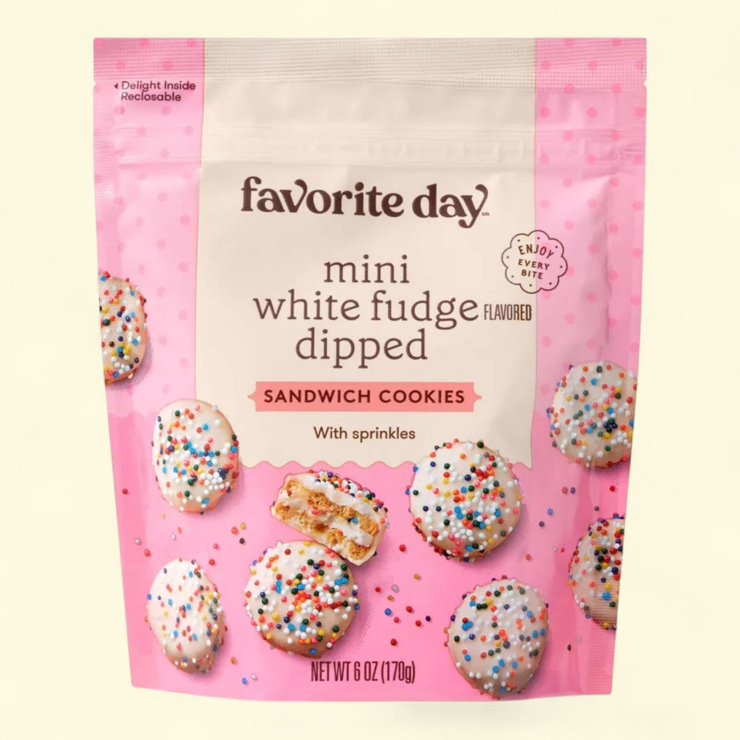 Favorite Day, Mini White Fudge Dipped Sandwich Cookies, 6oz