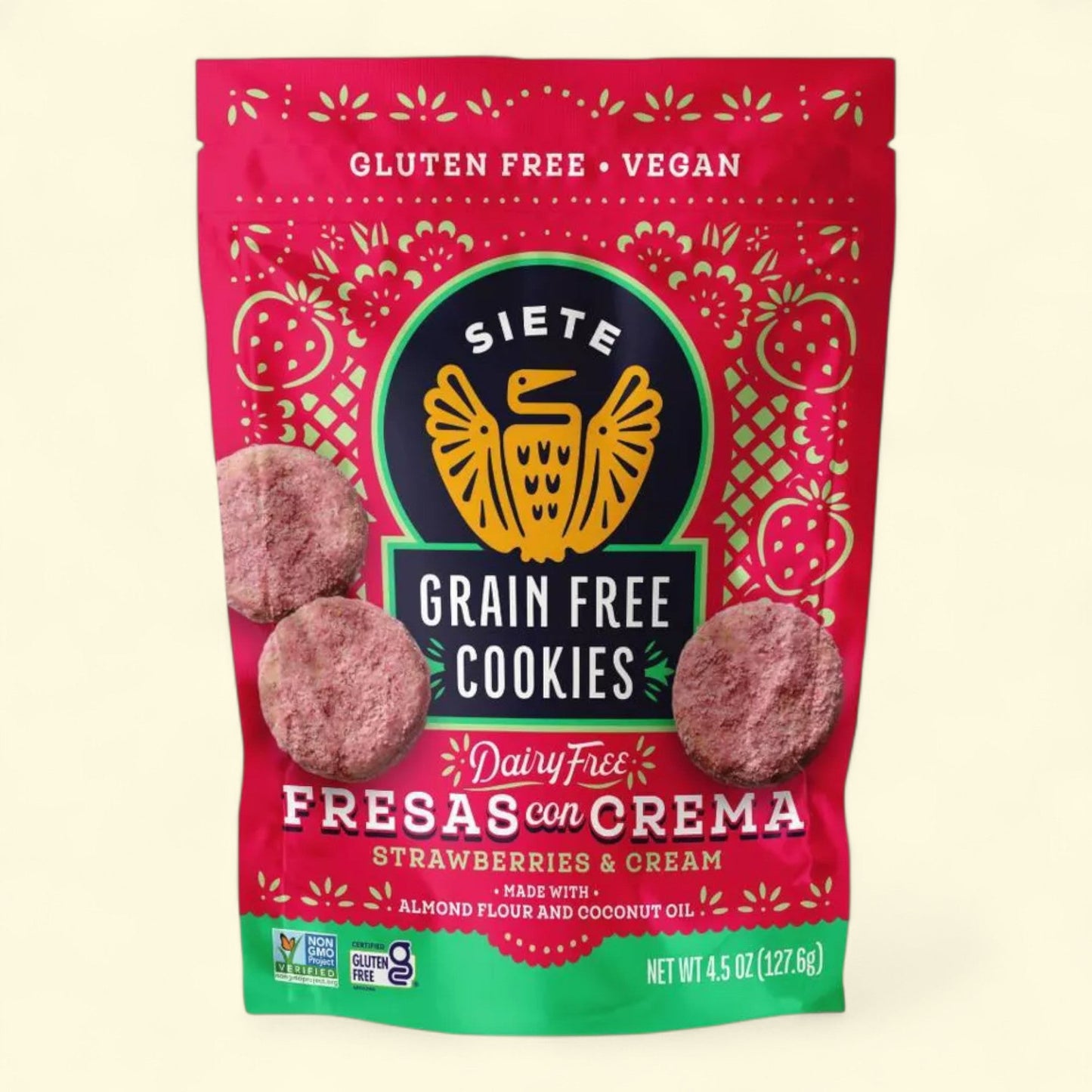Siete Strawberries & Cream Cookies, 4.5oz