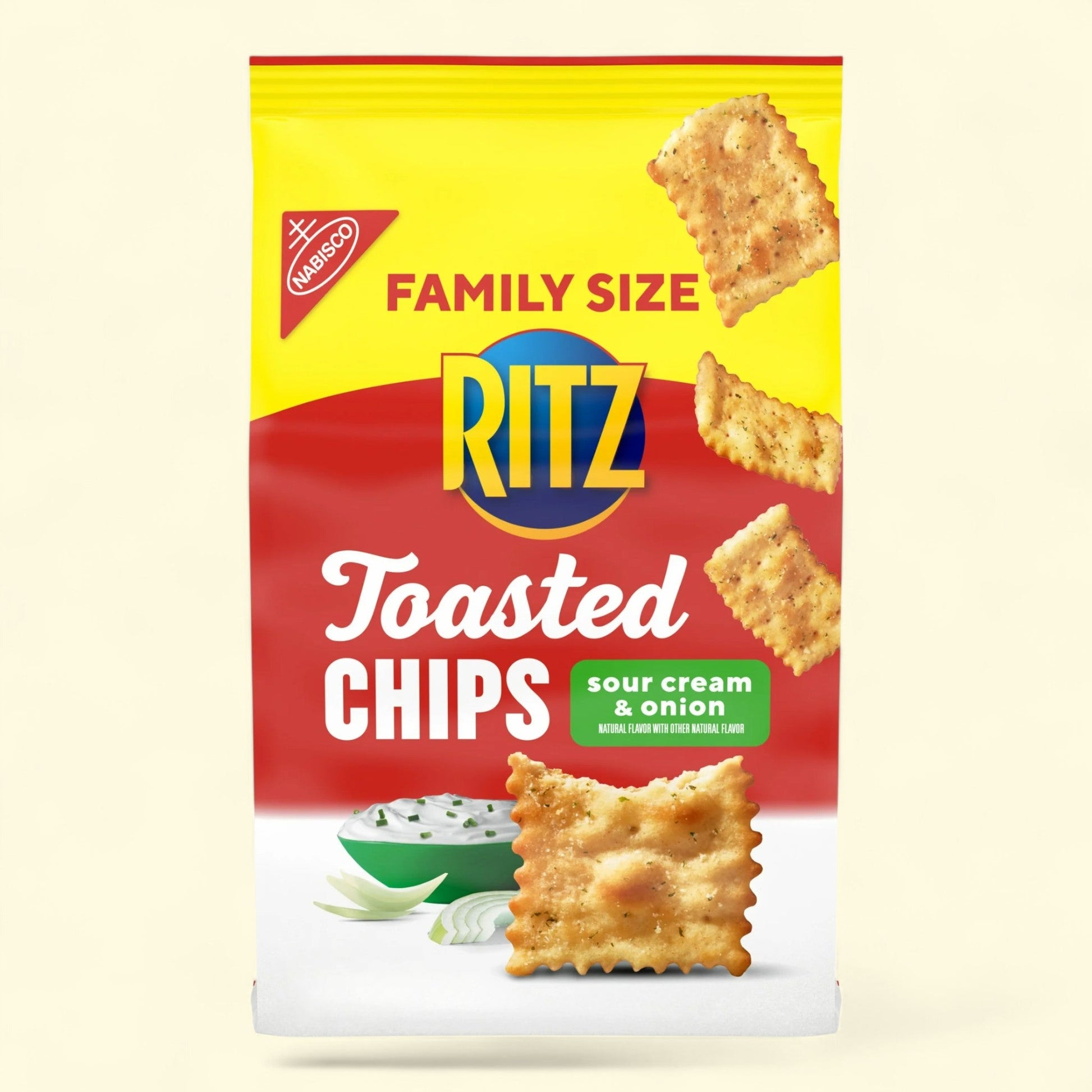 RITZ Toasted Chips Sour Cream and Onion Crackers, Family Size 11.4 oz
