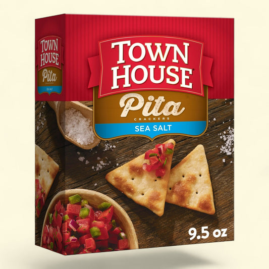 Town House Pita Sea Salt Oven Baked Crackers, 9.5 oz