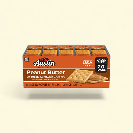 Austin Toasty Sandwich Crackers, Peanut Butter, 20 Count — authentic US product shipped worldwide by Treatspree
