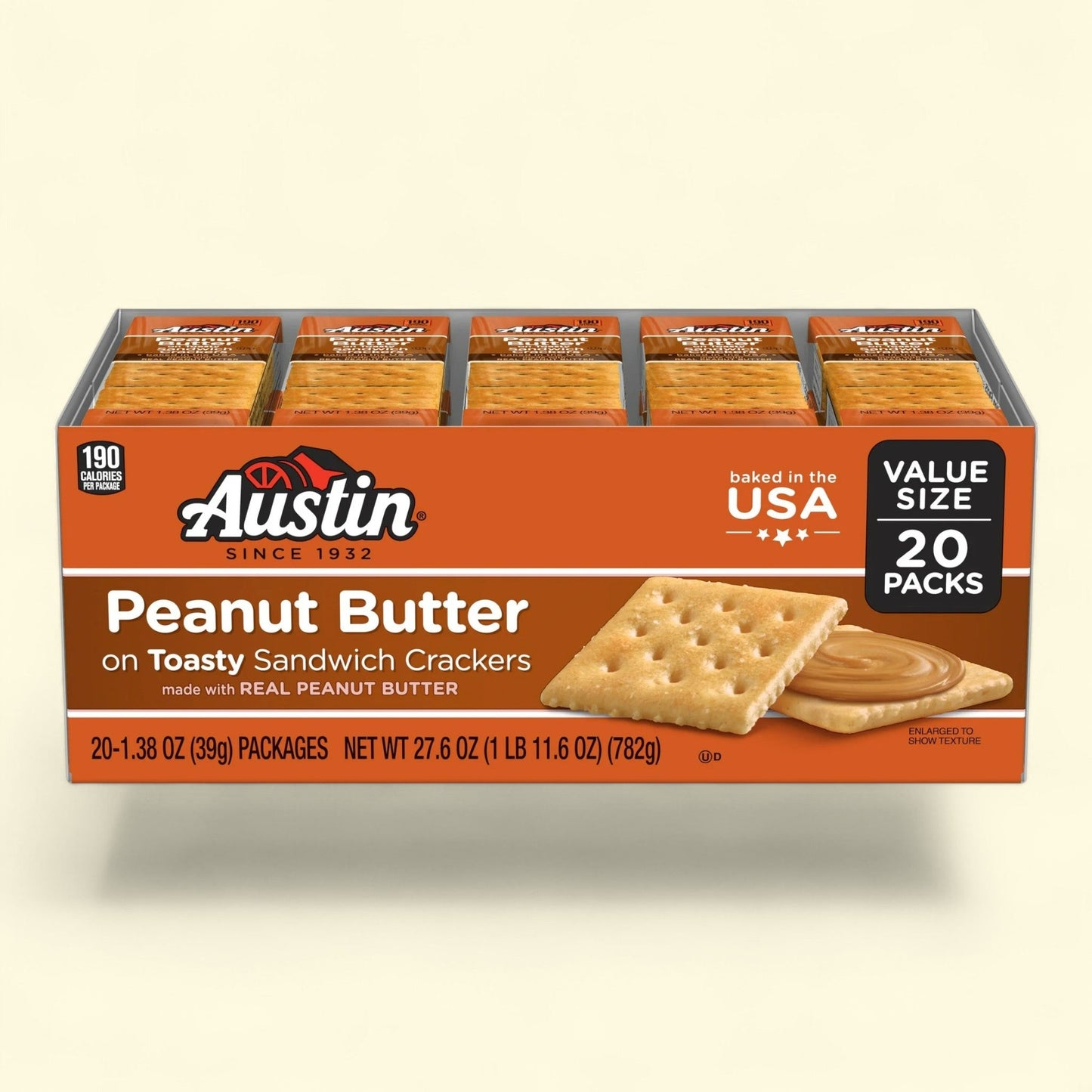 Austin Toasty Sandwich Crackers, Peanut Butter, 20 Count