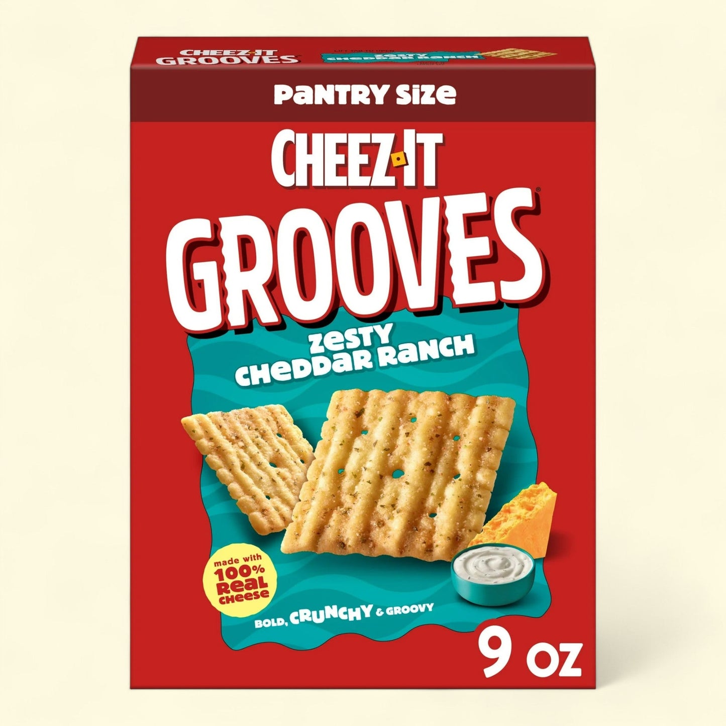 Cheez-It Grooves Zesty Cheddar Ranch Cheese Crackers, 9 oz
