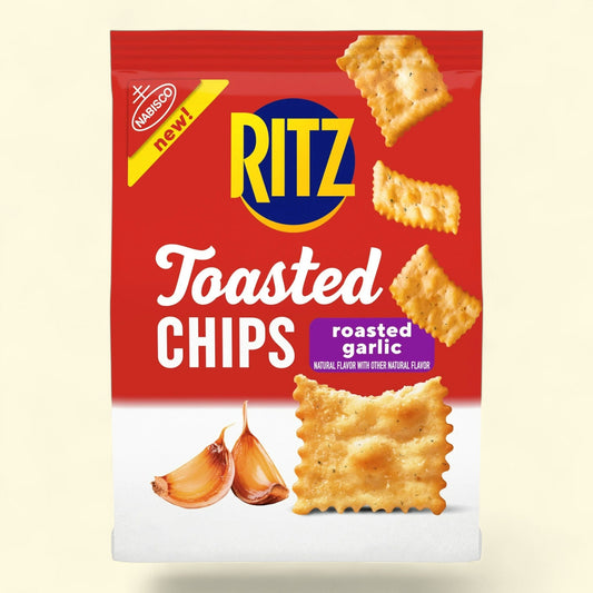 RITZ Toasted Chips Roasted Garlic Crackers, 8.1 oz