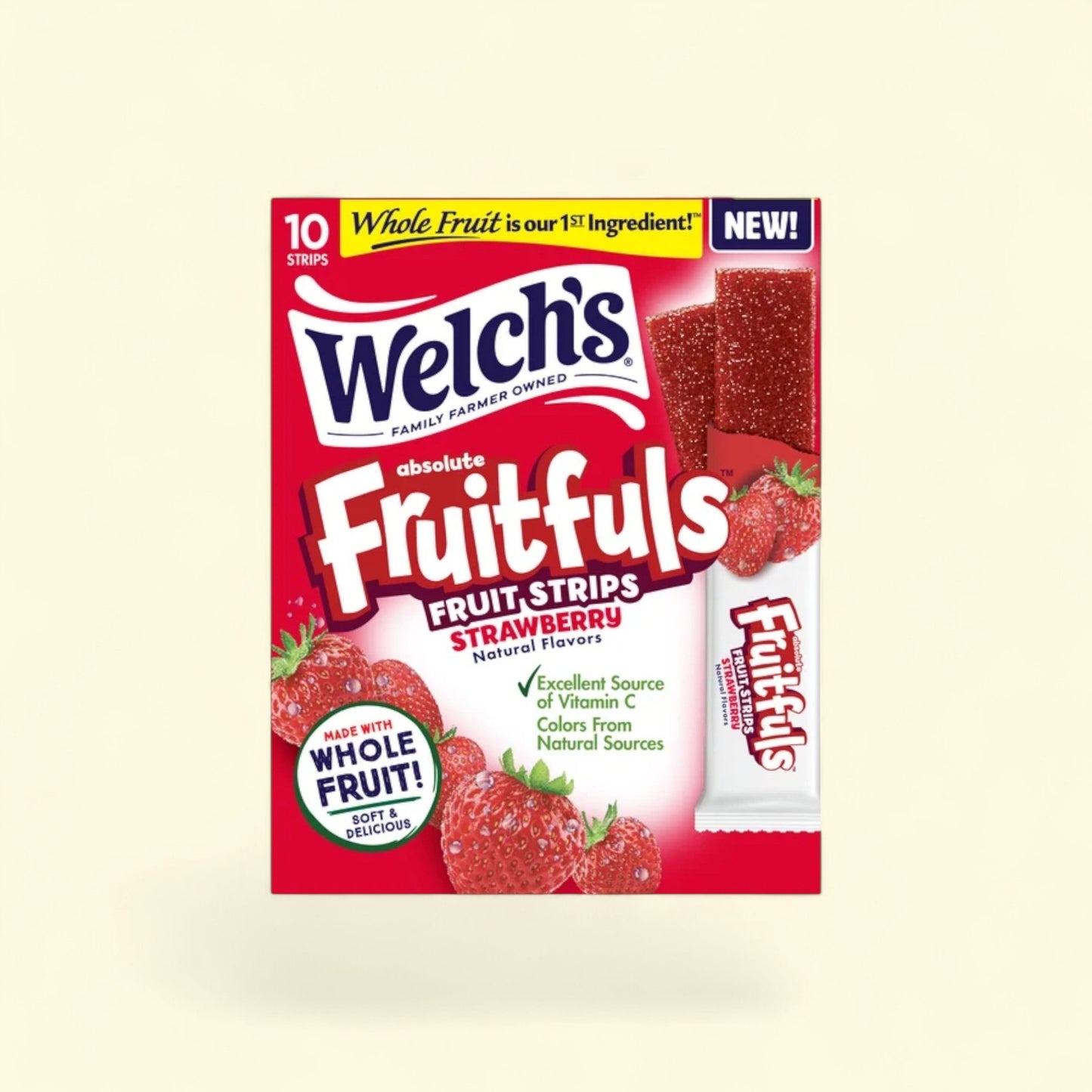 Welch's Fruitfuls Strawberry Fruit Snacks Strips, 0.5oz, 10 Count — authentic US product shipped worldwide by Treatspree