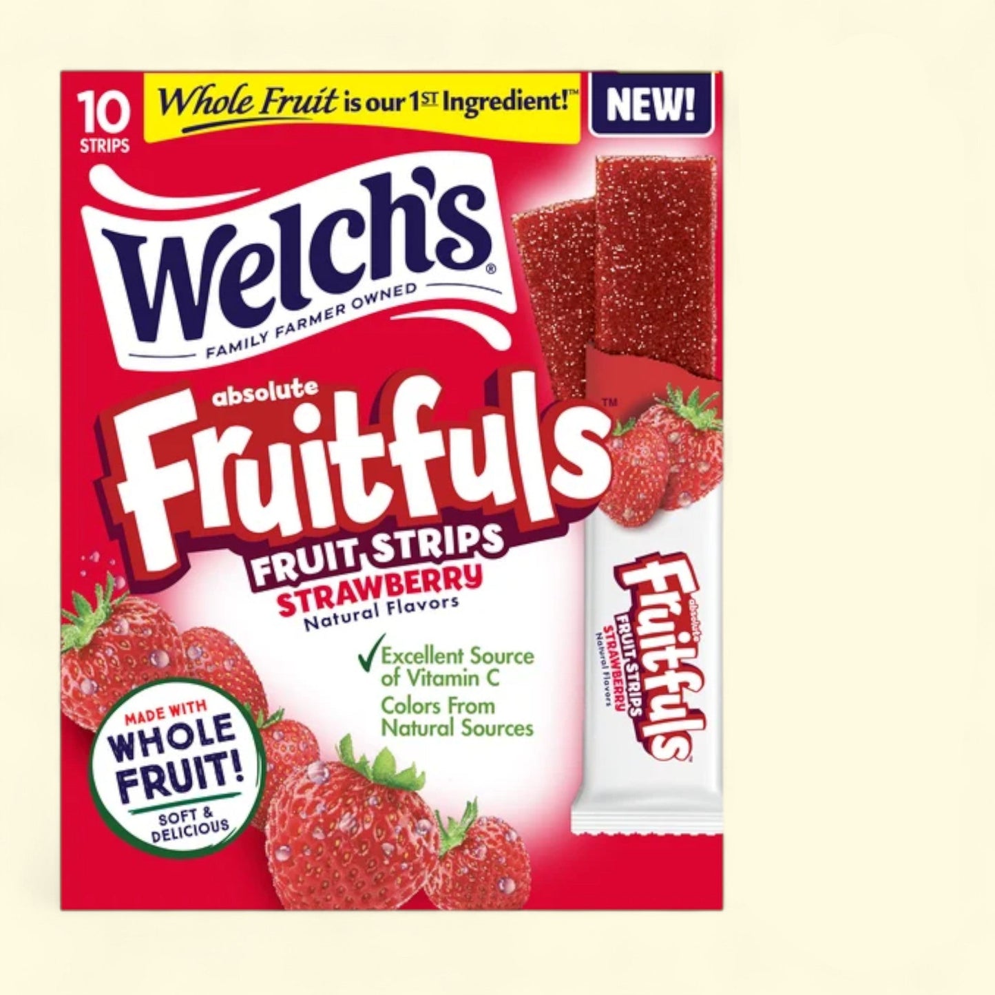 Welch's Fruitfuls Strawberry Fruit Snacks Strips, 0.5oz, 10 Count