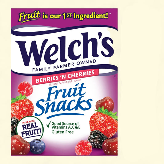 Welch's Fruit Snacks, Berries N Cherries, 0.8 oz, 40 Count