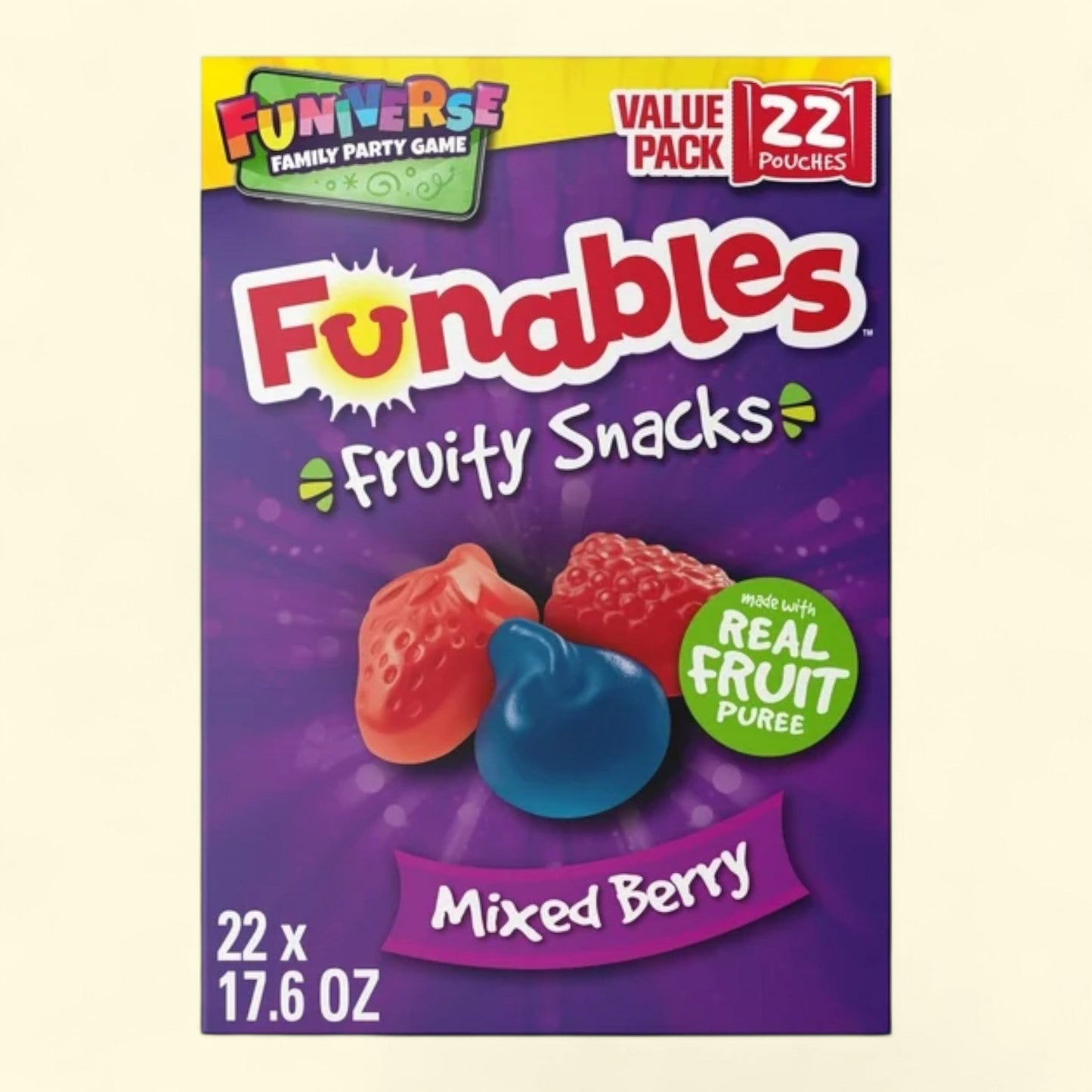 Funables Fruity Snacks, Mixed Berry Flavored Snacks, 0.8 oz 22 Count