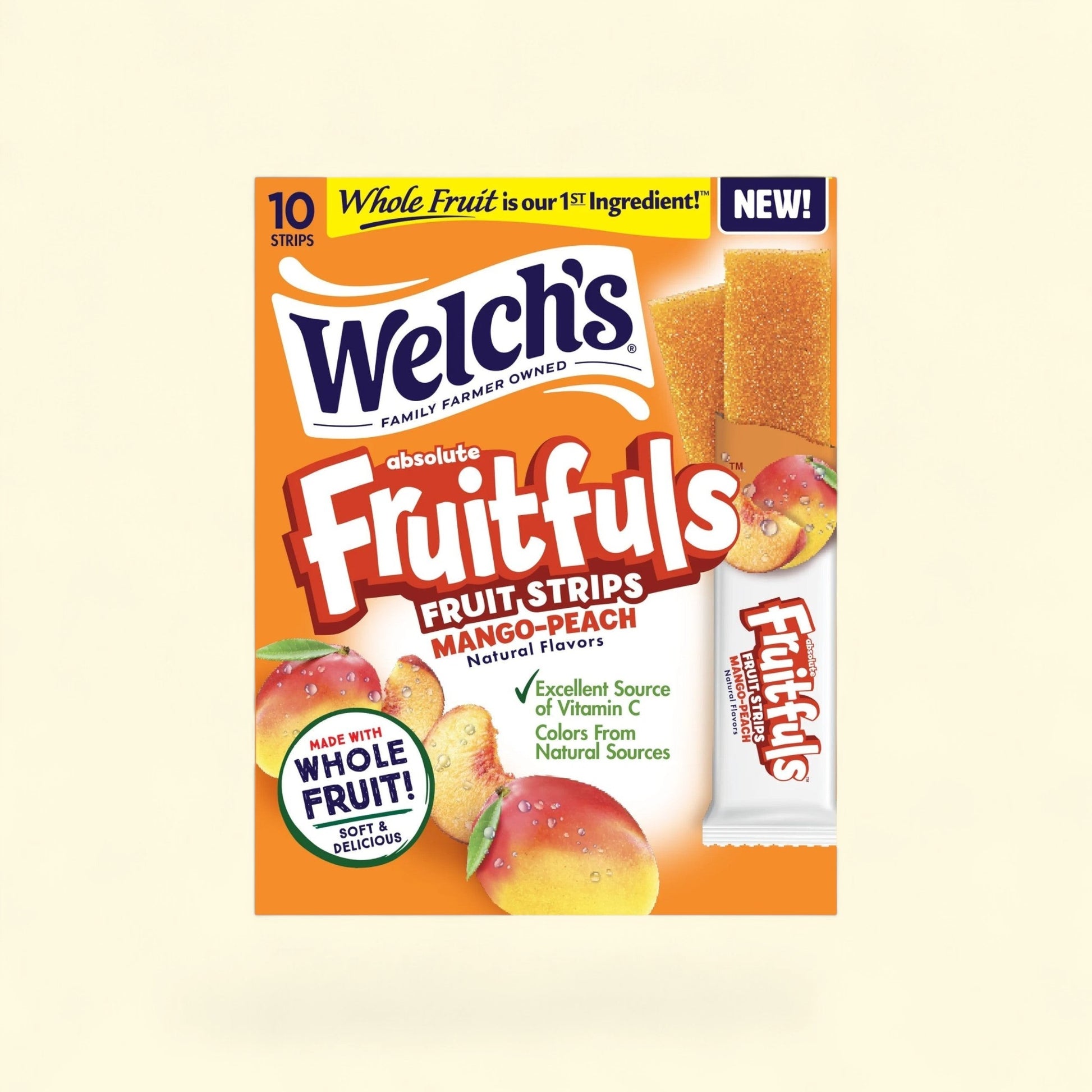 Welch's Fruitfuls Mango Peach Fruit Snacks, 0.5oz, 10 Count — authentic US product shipped worldwide by Treatspree