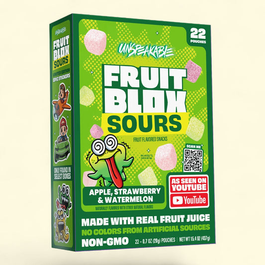 FruitBlox Sour Fruit Snacks, Apple Strawberry & Watermelon, 22 Count