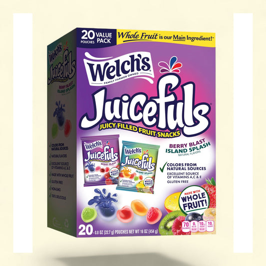 Welch's Fruit Snacks, Juicefuls Berry Blast and Island Splash, 20 Count, 0.8 oz
