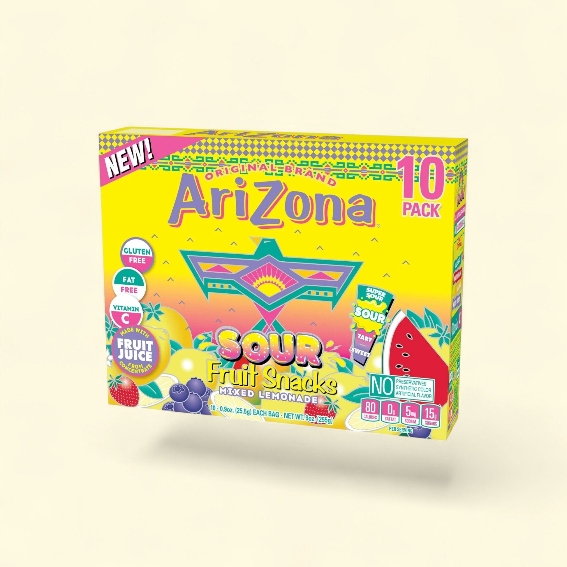 AriZona Lemonade Sours Fruit Snacks, 0.9 oz, 10 count — authentic US product shipped worldwide by Treatspree