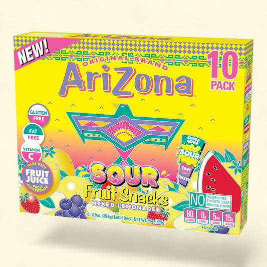 AriZona Lemonade Sours Fruit Snacks, 0.9 oz, 10 count