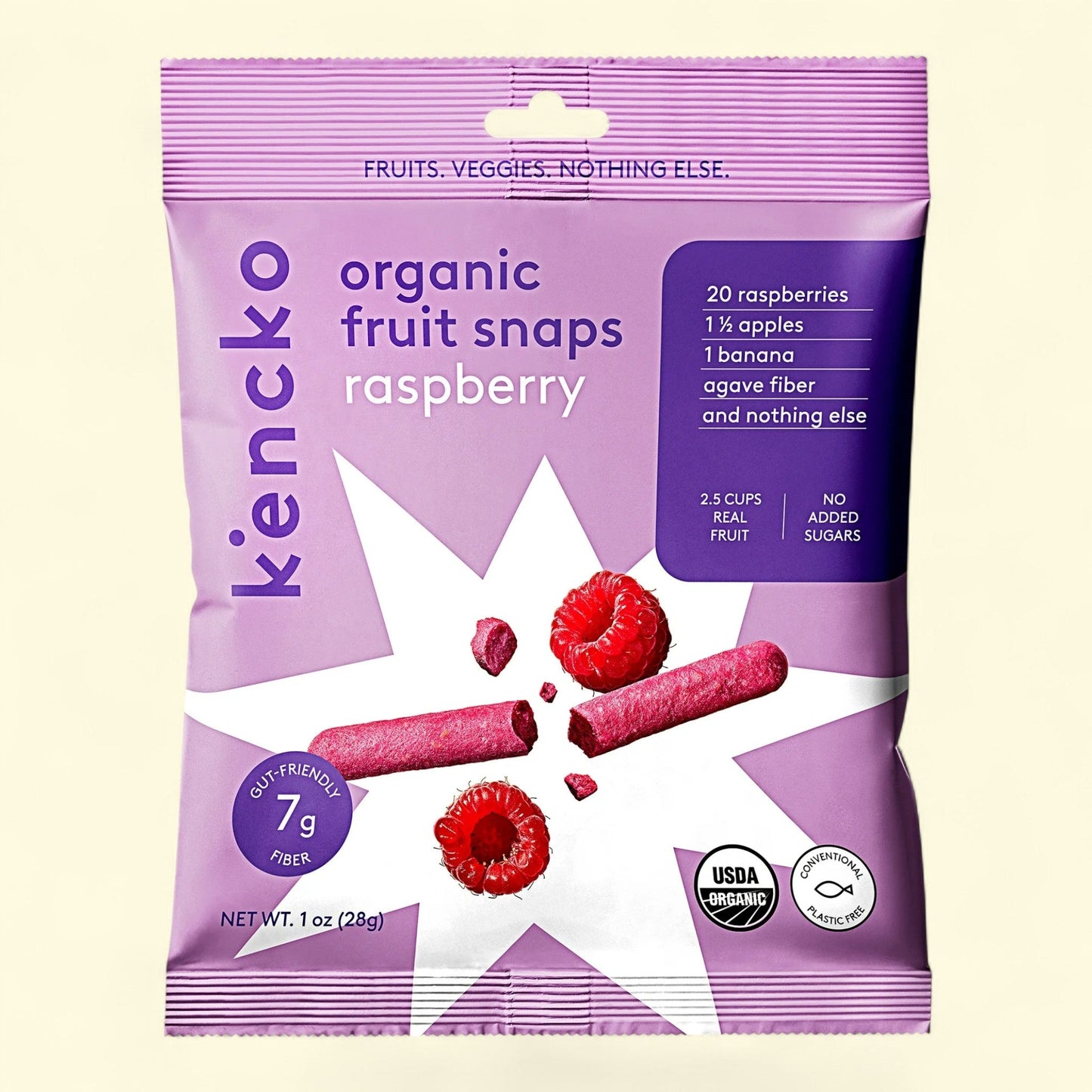 Kencko Raspberry Fruit Snaps, 1 oz