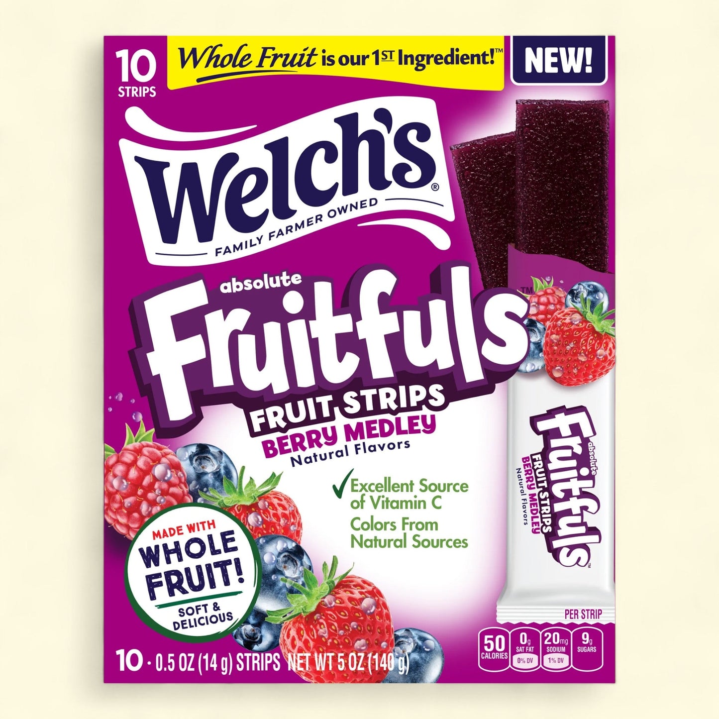 Welch's Fruitfuls Berry Medley Fruit Strips, 0.5oz, 10 Count