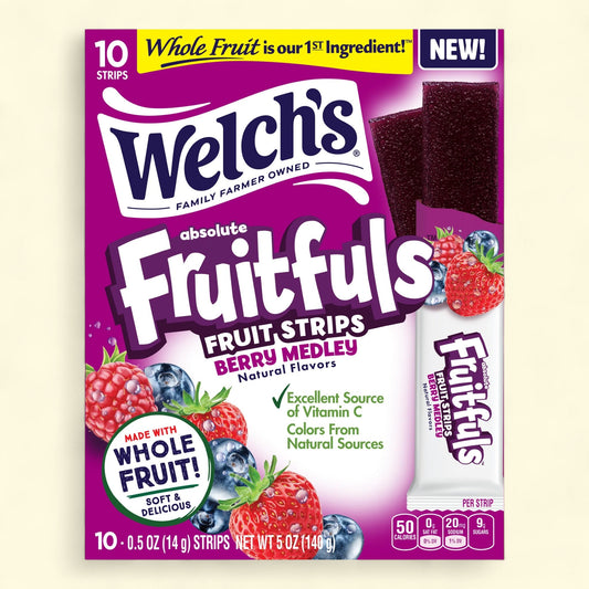 Welch's Fruitfuls Berry Medley Fruit Strips, 0.5oz, 10 Count