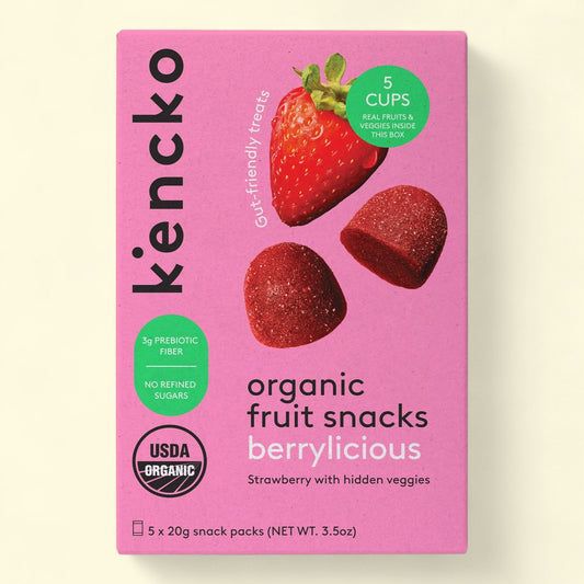 Kencko Organic Fruit Snacks, Berrylicious, 3.5oz, 5 Pack