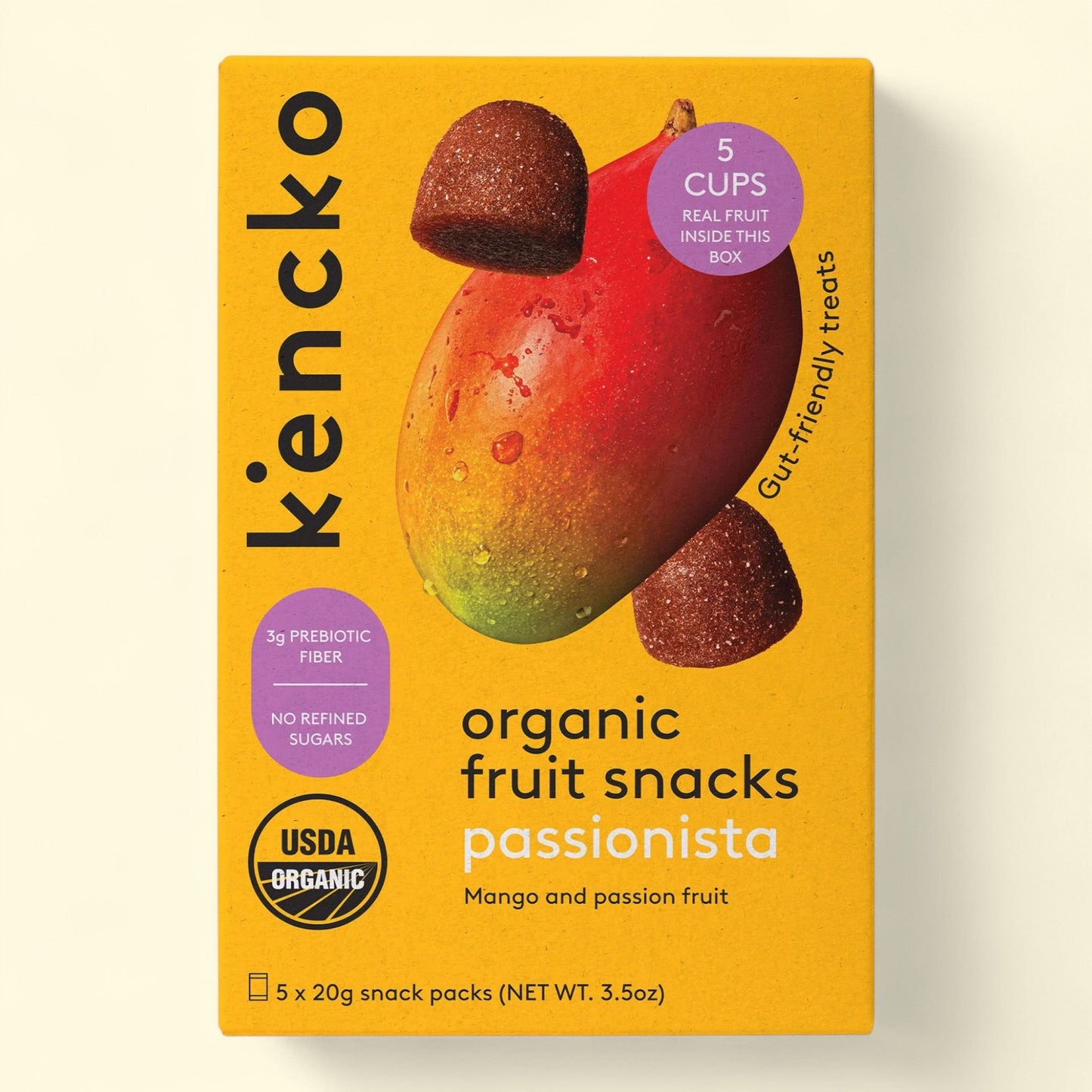 Kencko Passionista Organic Fruit Snacks, 3.5oz, 5 Pack