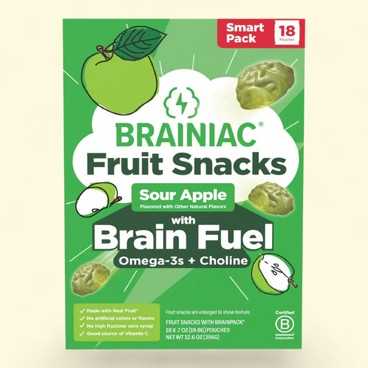 Brainiac Fruit Snacks, Sour Apple Flavor, 18ct
