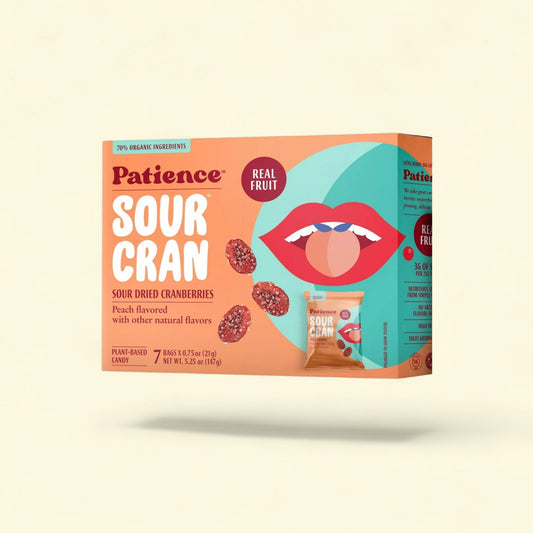 Patience SourCran Dried Cranberry Fruit Snack, Peach Flavor, 0.75 o... — authentic US product shipped worldwide by Treatspree