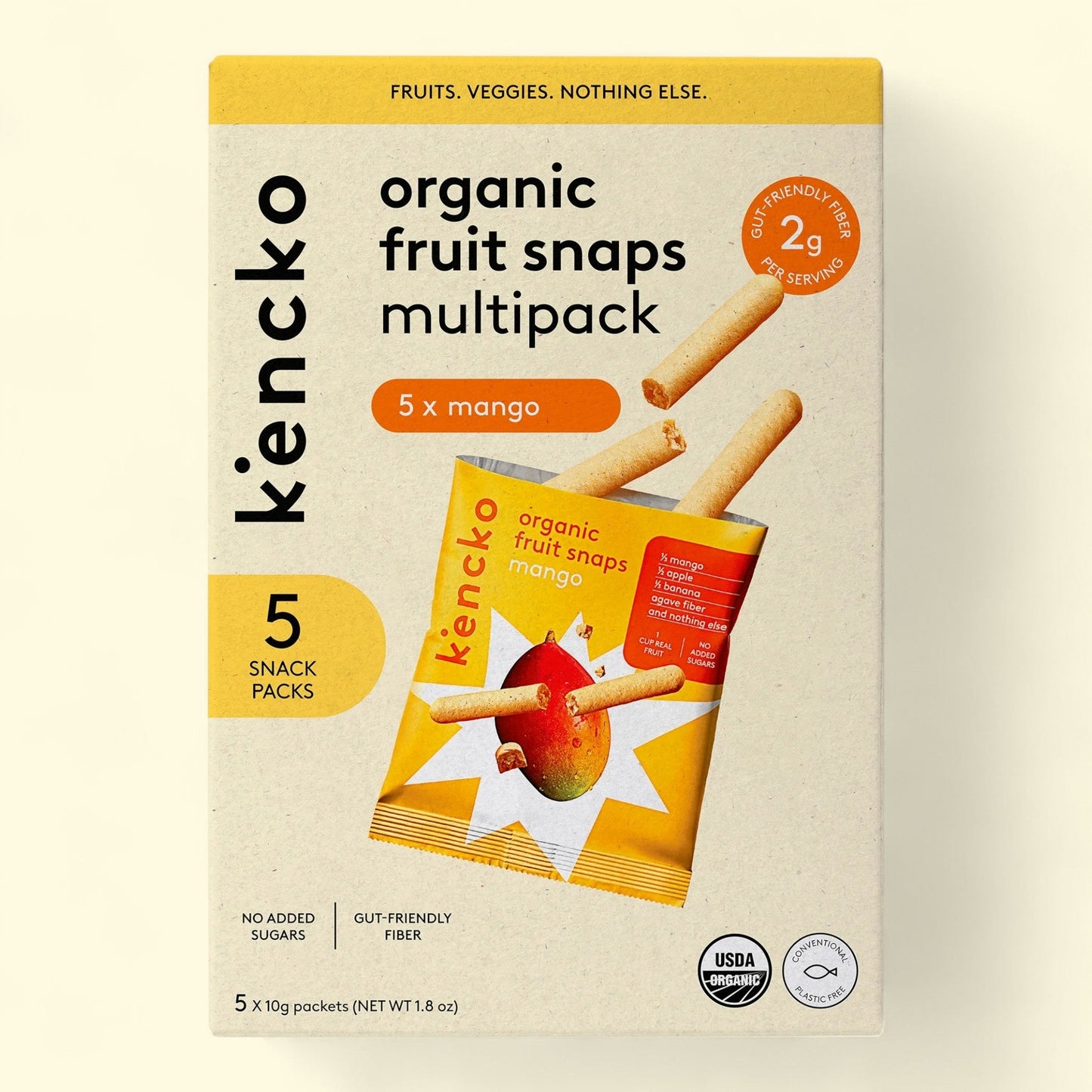 Kencko Mango Fruit Snaps, 5 x 0.35 oz