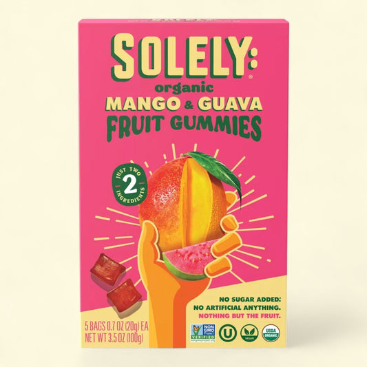 Solely Organic Mango & Guava Whole Fruit Gummies, 3.5oz/5ct