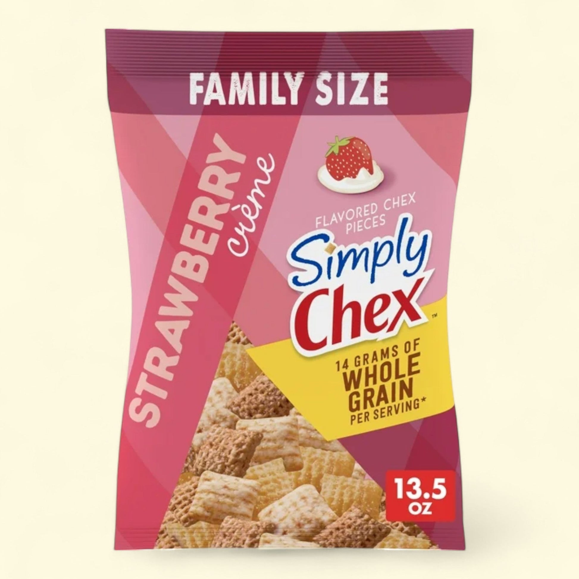 Simply Chex Snack Mix, Strawberry Crème Flavored Chex Pieces, Family Size, 13.5 oz