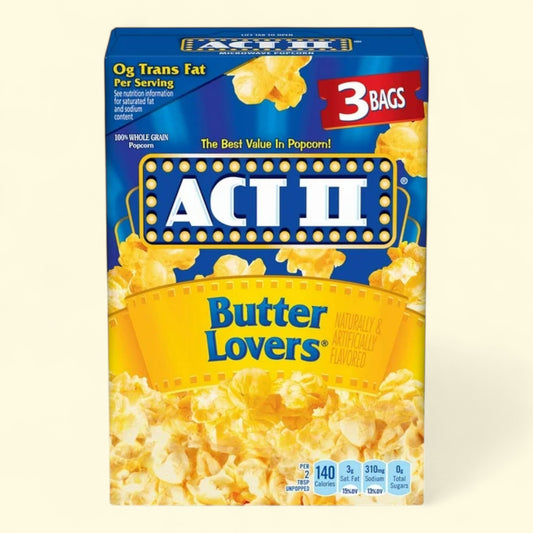 Act II Butter Lovers Microwave Popcorn, 2.75 oz, 3 Count