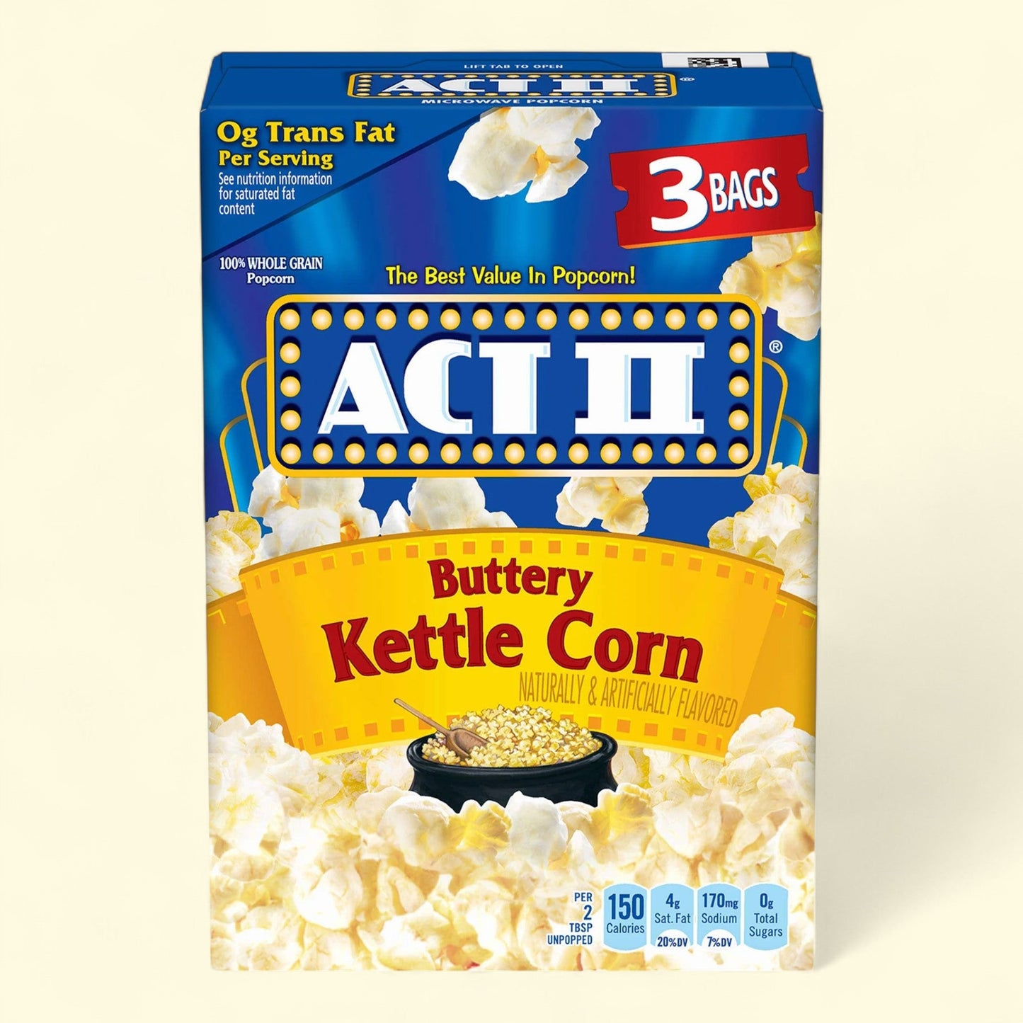 Act II Microwave Popcorn, Kettle Corn, 2.75 oz, 3 Count