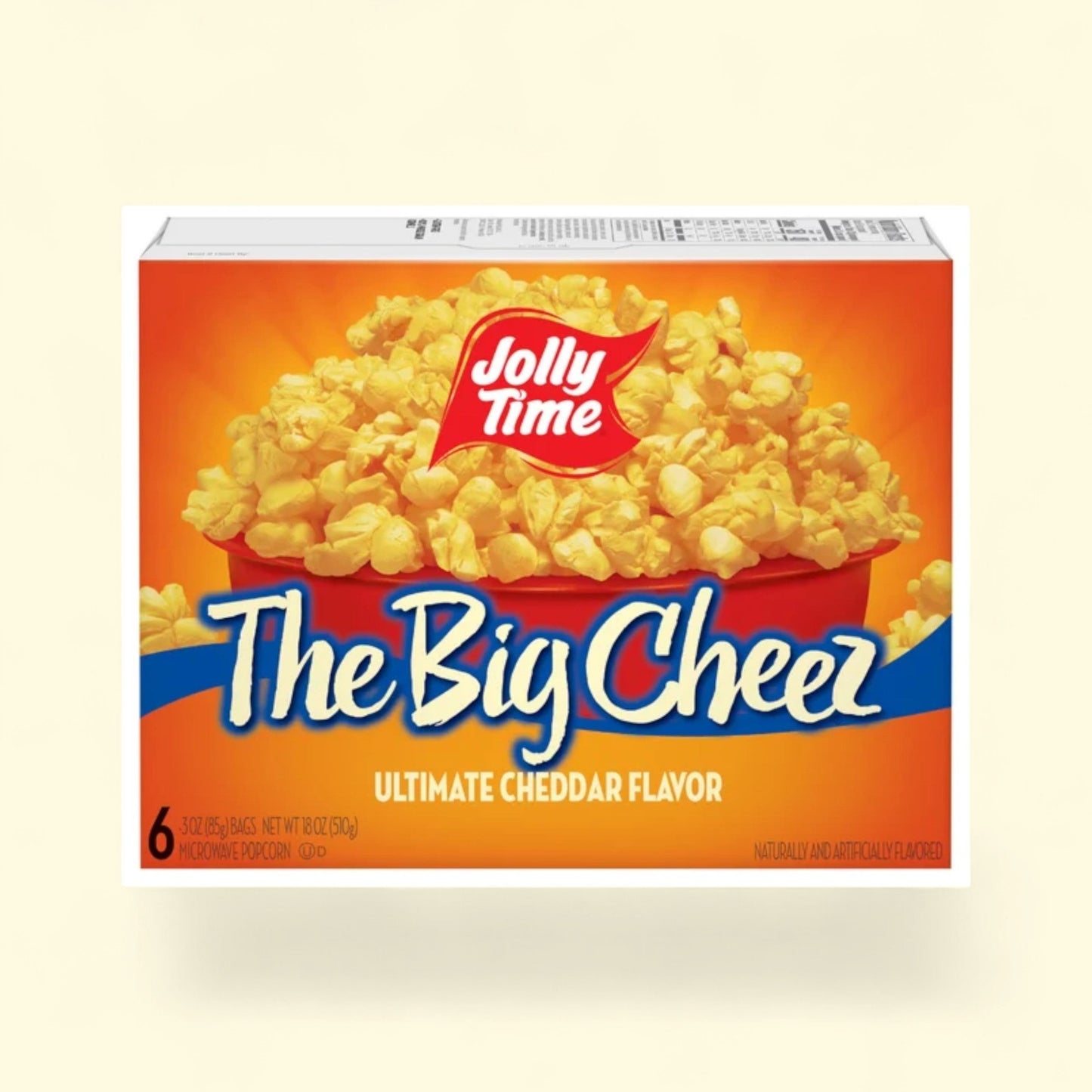 Jolly Time Ultimate Cheddar Microwave Popcorn, 3 oz, 6 Ct — authentic US product shipped worldwide by Treatspree