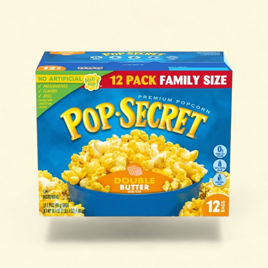 Pop Secret Popcorn, Double Butter, 3.2 oz, 12 Ct — authentic US product shipped worldwide by Treatspree