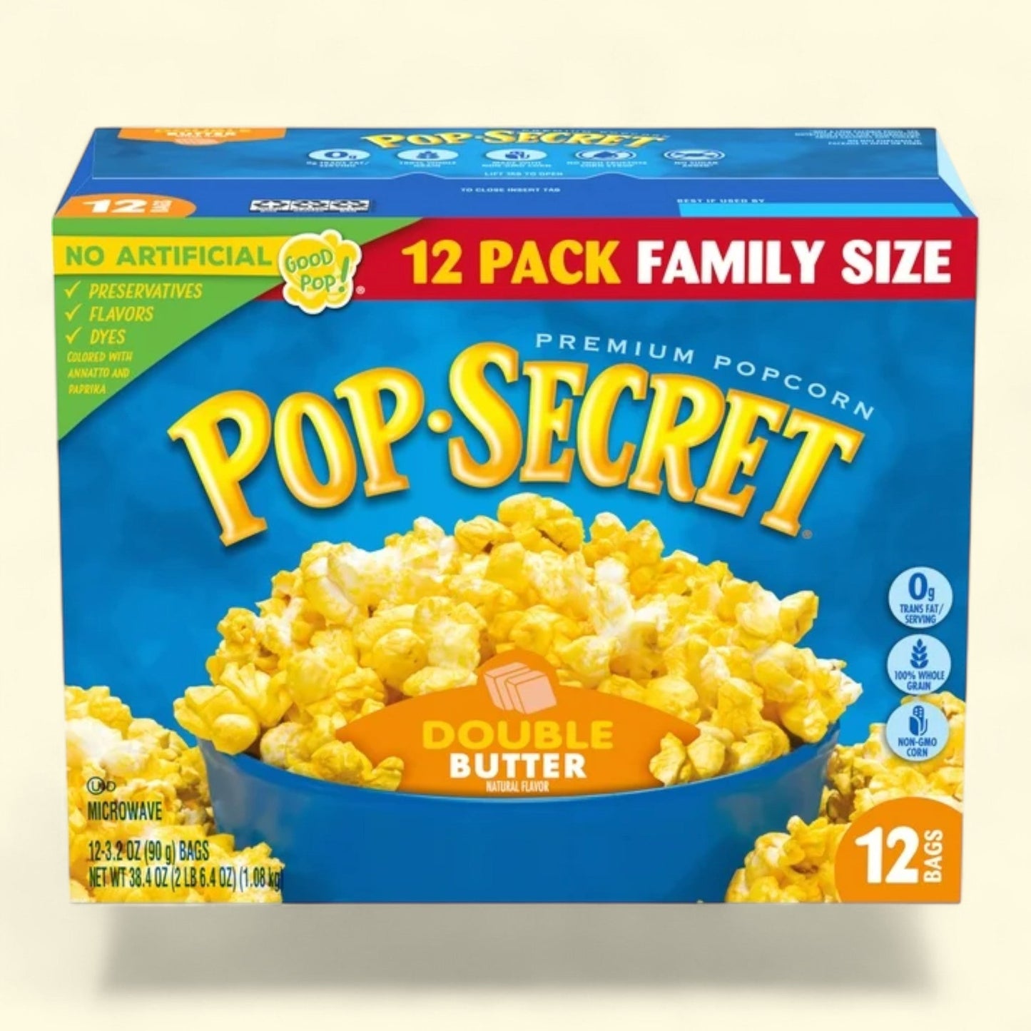 Pop Secret Popcorn, Double Butter, 3.2 oz, 12 Ct — authentic US product shipped worldwide by Treatspree