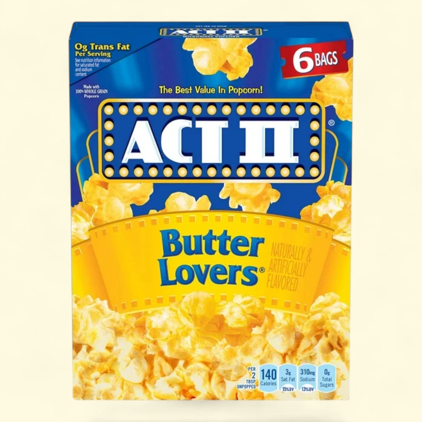 Act II Butter Lovers Microwave Popcorn, 2.75 oz, 6 Count