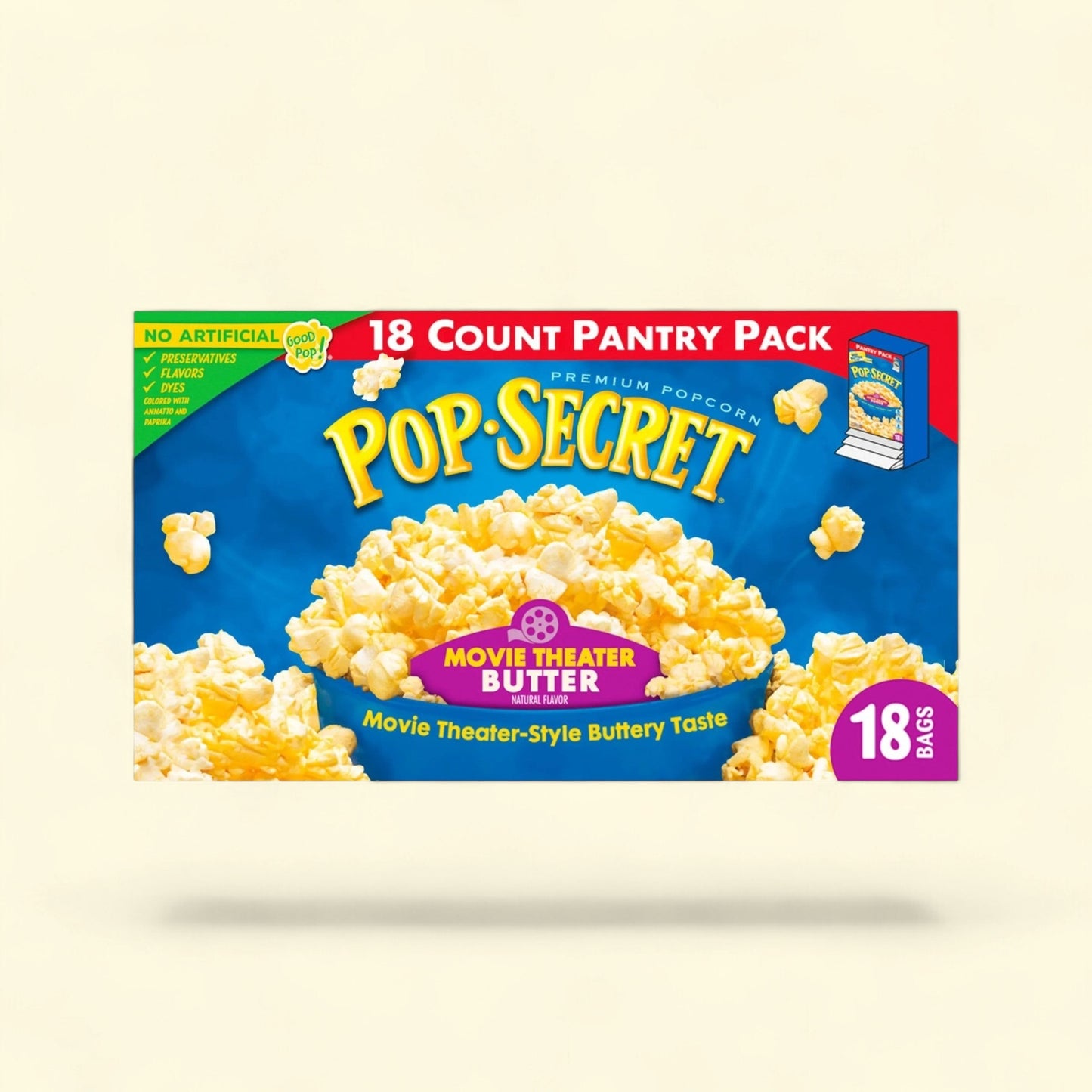 Pop Secret Microwave Popcorn, Movie Theater Butter Flavor, 3 oz, 18 Ct — authentic US product shipped worldwide by Treatspree