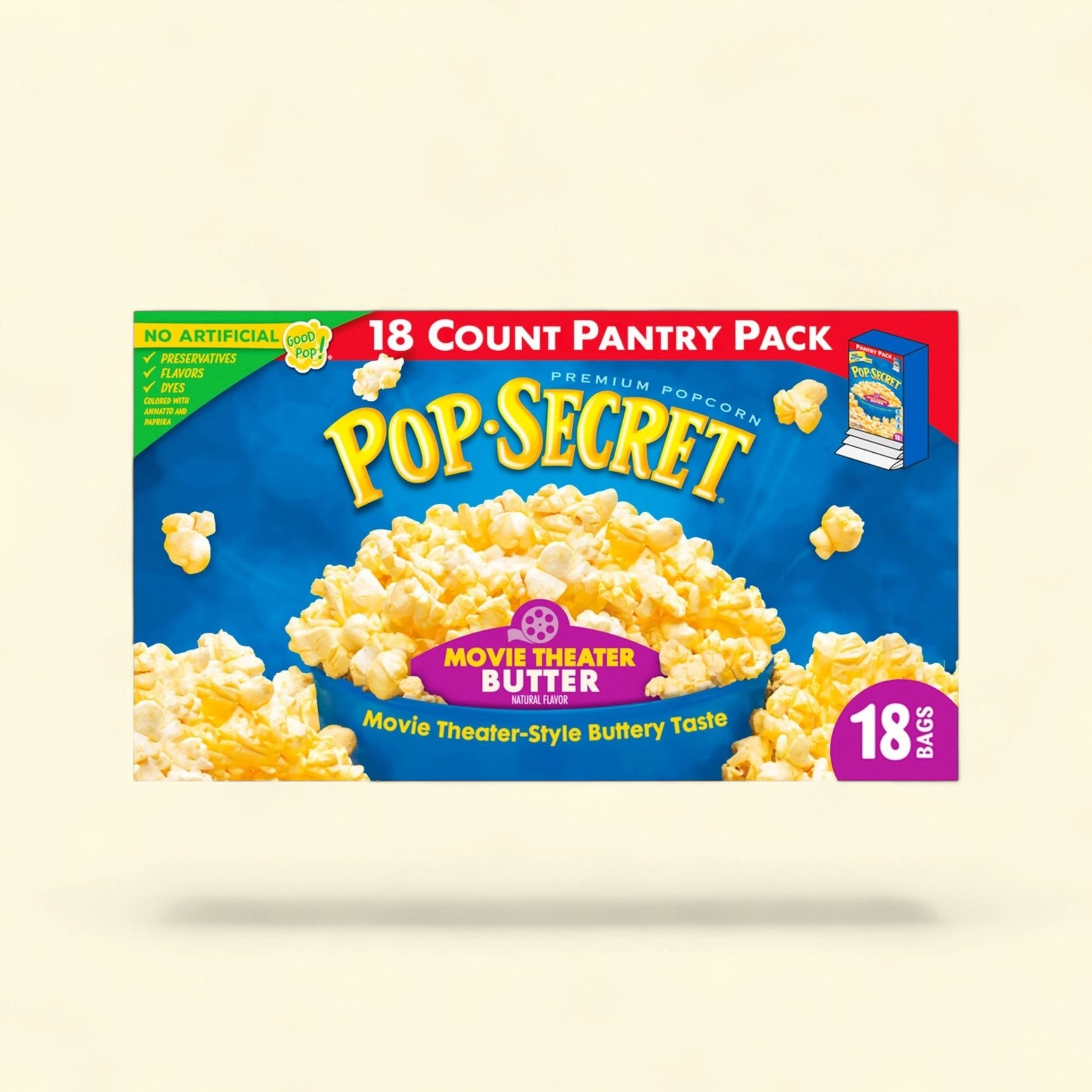 Pop Secret Microwave Popcorn, Movie Theater Butter Flavor, 3 oz, 18 Ct — authentic US product shipped worldwide by Treatspree